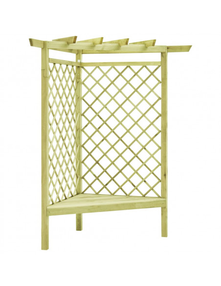 Pergolato ad Angolo e Sedile 130x130x197 cm in Pino Impregnato