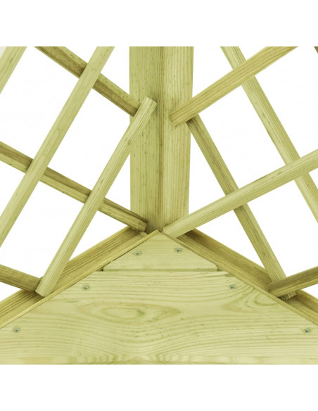 Pergolato ad Angolo e Sedile 130x130x197 cm in Pino Impregnato