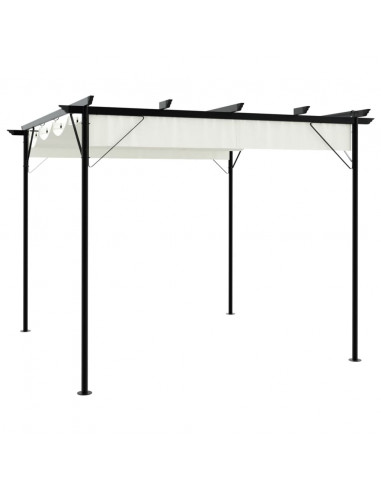 Pergola da Giardino Tetto Retrattile Bianco Crema 3x3 m Acciaio