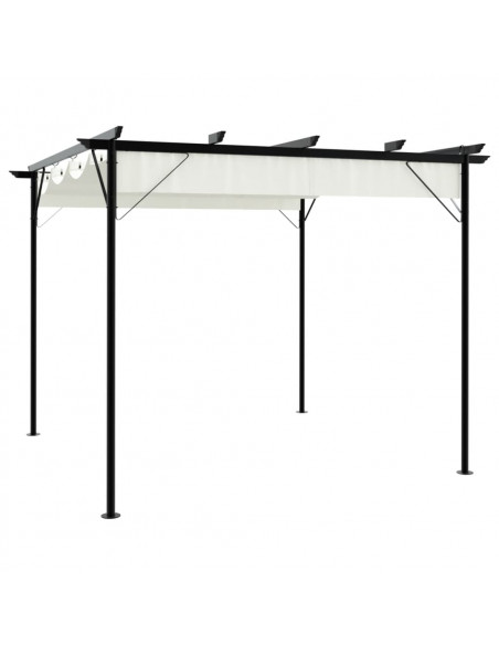 Pergola da Giardino Tetto Retrattile Bianco Crema 3x3 m Acciaio