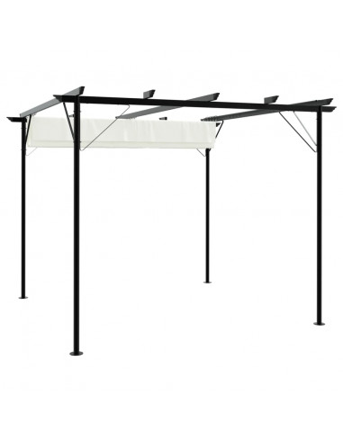 Pergola da Giardino Tetto Retrattile Bianco Crema 3x3 m Acciaio