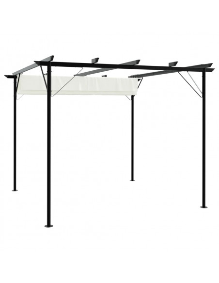Pergola da Giardino Tetto Retrattile Bianco Crema 3x3 m Acciaio