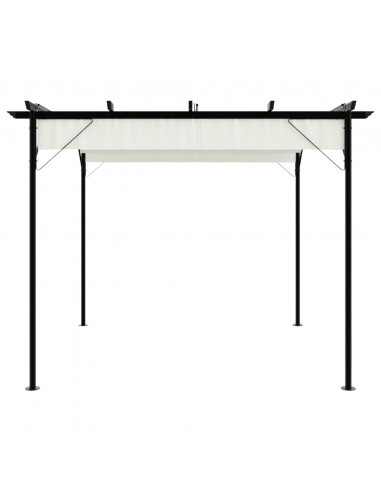 Pergola da Giardino Tetto Retrattile Bianco Crema 3x3 m Acciaio