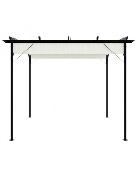 Pergola da Giardino Tetto Retrattile Bianco Crema 3x3 m Acciaio