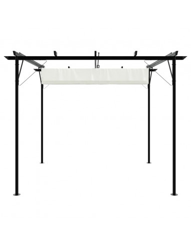 Pergola da Giardino Tetto Retrattile Bianco Crema 3x3 m Acciaio