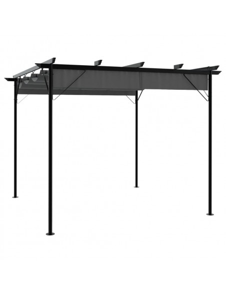 Pergola con Tetto Retrattile Antracite 3x3m in Acciaio 180 g/m²