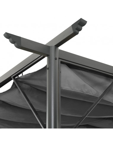 Pergola con Tetto Retrattile Antracite 3x3m in Acciaio 180 g/m²