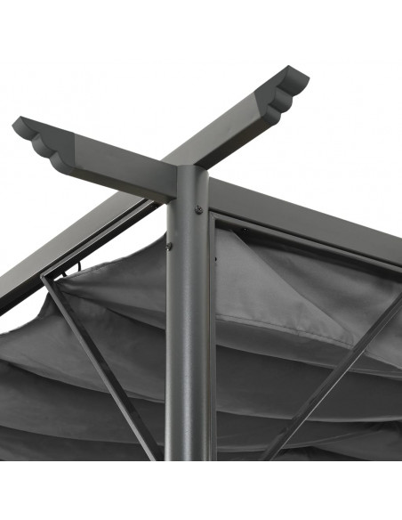Pergola con Tetto Retrattile Antracite 3x3m in Acciaio 180 g/m²