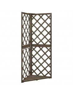 Graticcio Angolare Grigio 50x50x145 cm Legno Massello di Abete 2