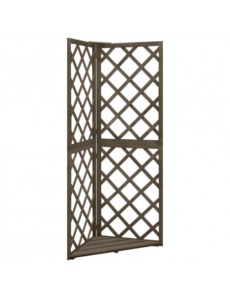 Graticcio Angolare Grigio 50x50x145 cm Legno Massello di Abete