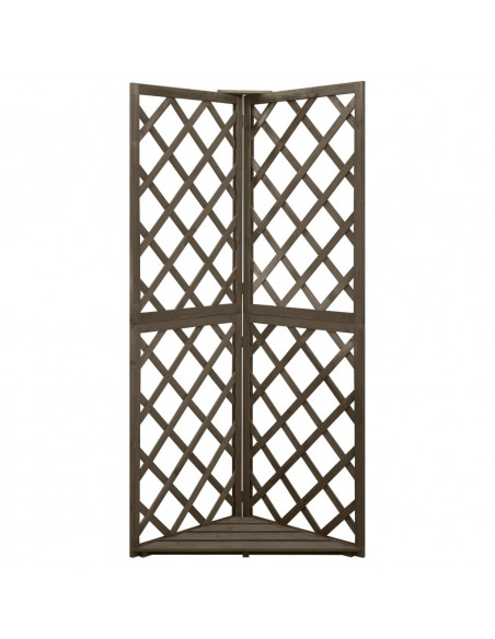 Graticcio Angolare Grigio 50x50x145 cm Legno Massello di Abete