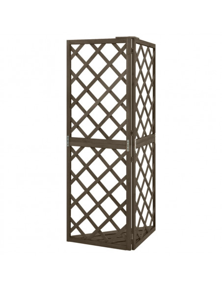 Graticcio Angolare Grigio 50x50x145 cm Legno Massello di Abete