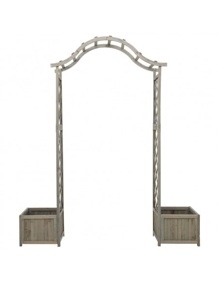 Pergola da Giardino con Fioriera Grigio Legno Massello di Abete