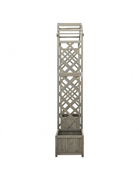Pergola da Giardino con Fioriera Grigio Legno Massello di Abete