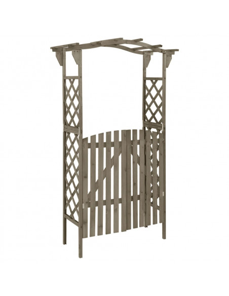 Pergolato con Cancello 116x40x204 cm Grigio in Legno di Abete