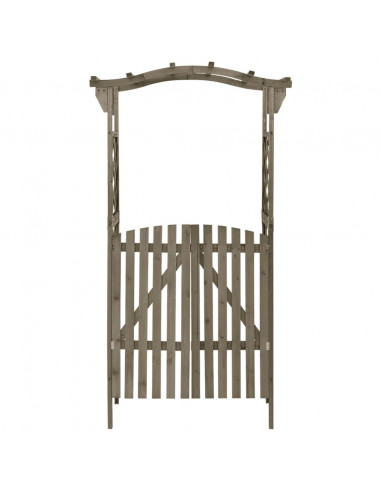 Pergolato con Cancello 116x40x204 cm Grigio in Legno di Abete