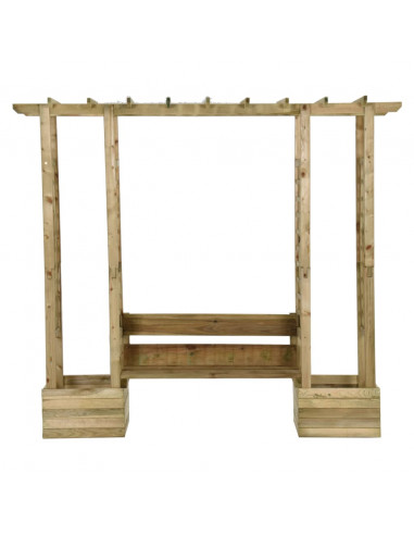 Pergola da Giardino Panca e Vasi Legno Massello Pino Impregnato