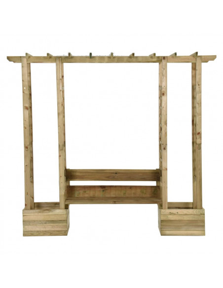 Pergola da Giardino Panca e Vasi Legno Massello Pino Impregnato