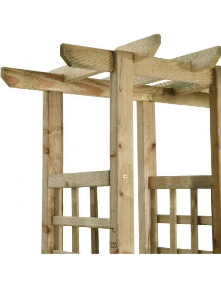 Pergola da Giardino Panca e Vasi Legno Massello Pino Impregnato