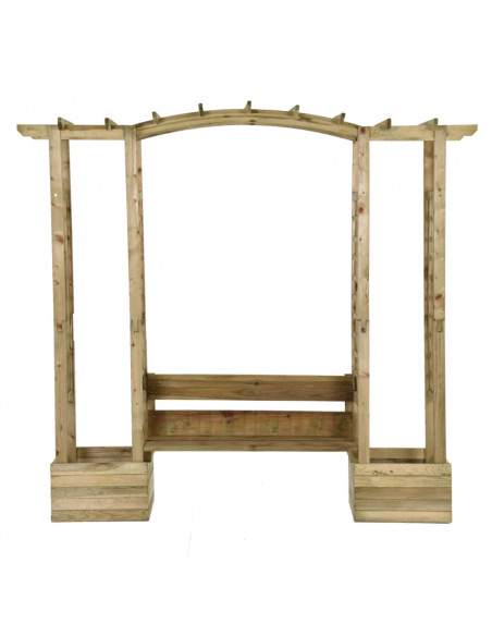 Pergola da Giardino Panca e Vasi Legno Massello Pino Impregnato