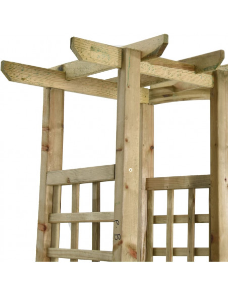 Pergola da Giardino Panca e Vasi Legno Massello Pino Impregnato