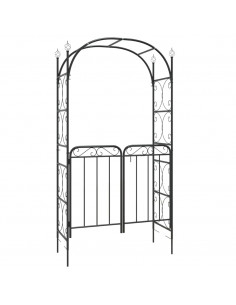 Arco da Giardino con Cancello Nero 108x45x235 cm Acciaio 2