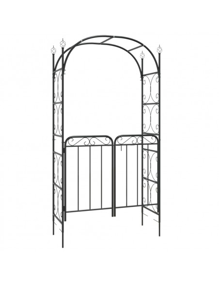 Arco da Giardino con Cancello Nero 108x45x235 cm Acciaio