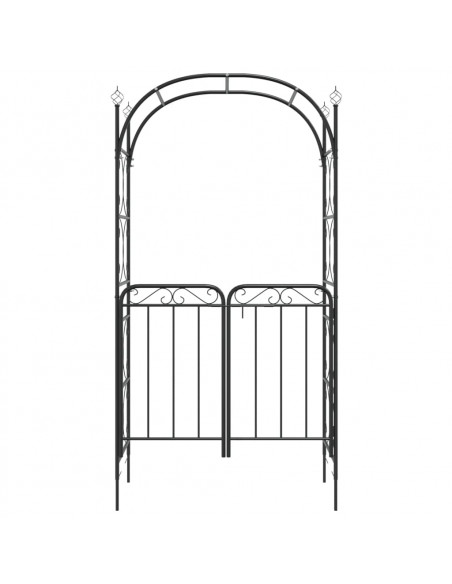 Arco da Giardino con Cancello Nero 108x45x235 cm Acciaio