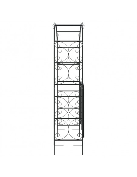 Arco da Giardino con Cancello Nero 108x45x235 cm Acciaio