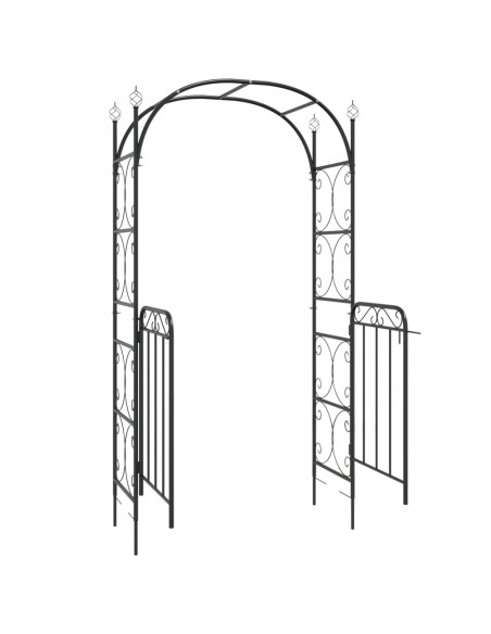 Arco da Giardino con Cancello Nero 108x45x235 cm Acciaio