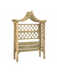 Pergola con Panca e Tetto in Legno di Pino Impregnato 2