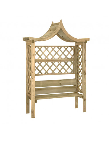 Pergola con Panca e Tetto in Legno di Pino Impregnato