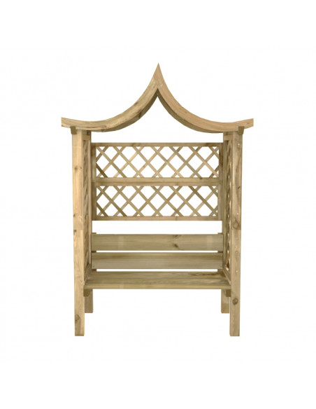 Pergola con Panca e Tetto in Legno di Pino Impregnato