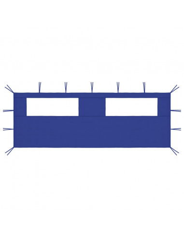 Parete con Finestre per Gazebo 6x2 m Blu