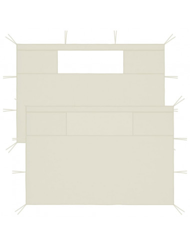 Pareti con Finestre per Gazebo 2 pz Crema