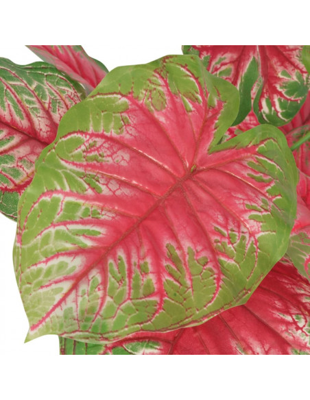 Caladio Pianta Artificiale con Vaso 85 cm Verde e Rosso