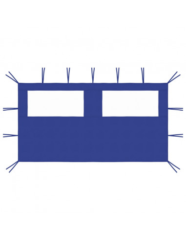 Parete con Finestre per Gazebo 4x2 m Blu