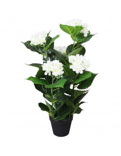 Ortensia Pianta Artificiale con Vaso 60 cm Bianca 2