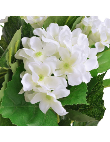 Ortensia Pianta Artificiale con Vaso 60 cm Bianca