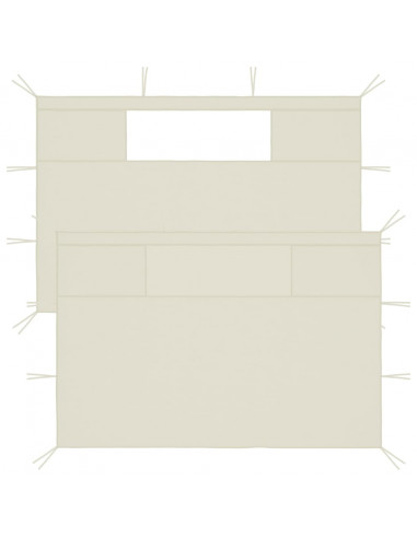 Pareti con Finestre per Gazebo 2 pz Crema
