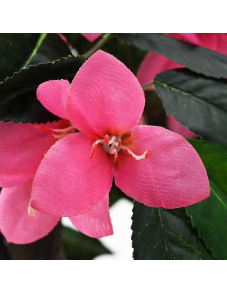 Pianta Artificiale di Rododendro con Vaso 155 cm Verde e Rosa