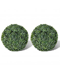 Sfere di Bosso 2 pz Arte Topiaria con Foglie 27 cm 2