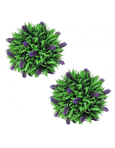Set Palle di Bosso Artificiale 2 pz con Lavanda 28 cm