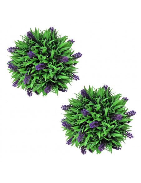 Set Palle di Bosso Artificiale 2 pz con Lavanda 28 cm