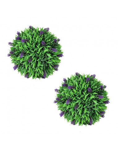 Set Palle di Bosso Artificiale 2 pz con Lavanda 30 cm