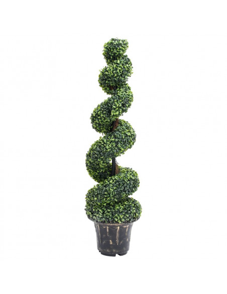 Pianta di Bosso Artificiale a Spirale con Vaso Verde 117 cm