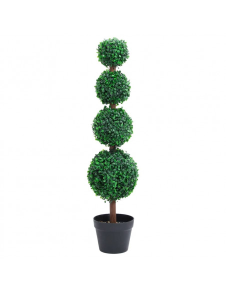 Pianta di Bosso Artificiale a Sfera con Vaso Verde 90 cm