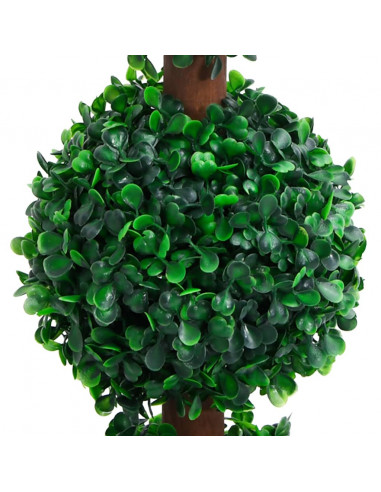 Pianta di Bosso Artificiale a Sfera con Vaso Verde 90 cm