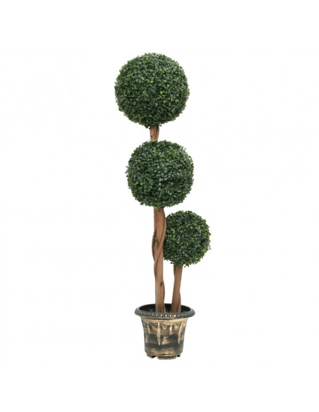 Pianta di Bosso Artificiale a Sfera con Vaso Verde 119 cm