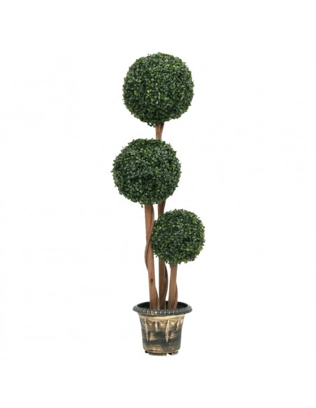 Pianta di Bosso Artificiale a Sfera con Vaso Verde 119 cm